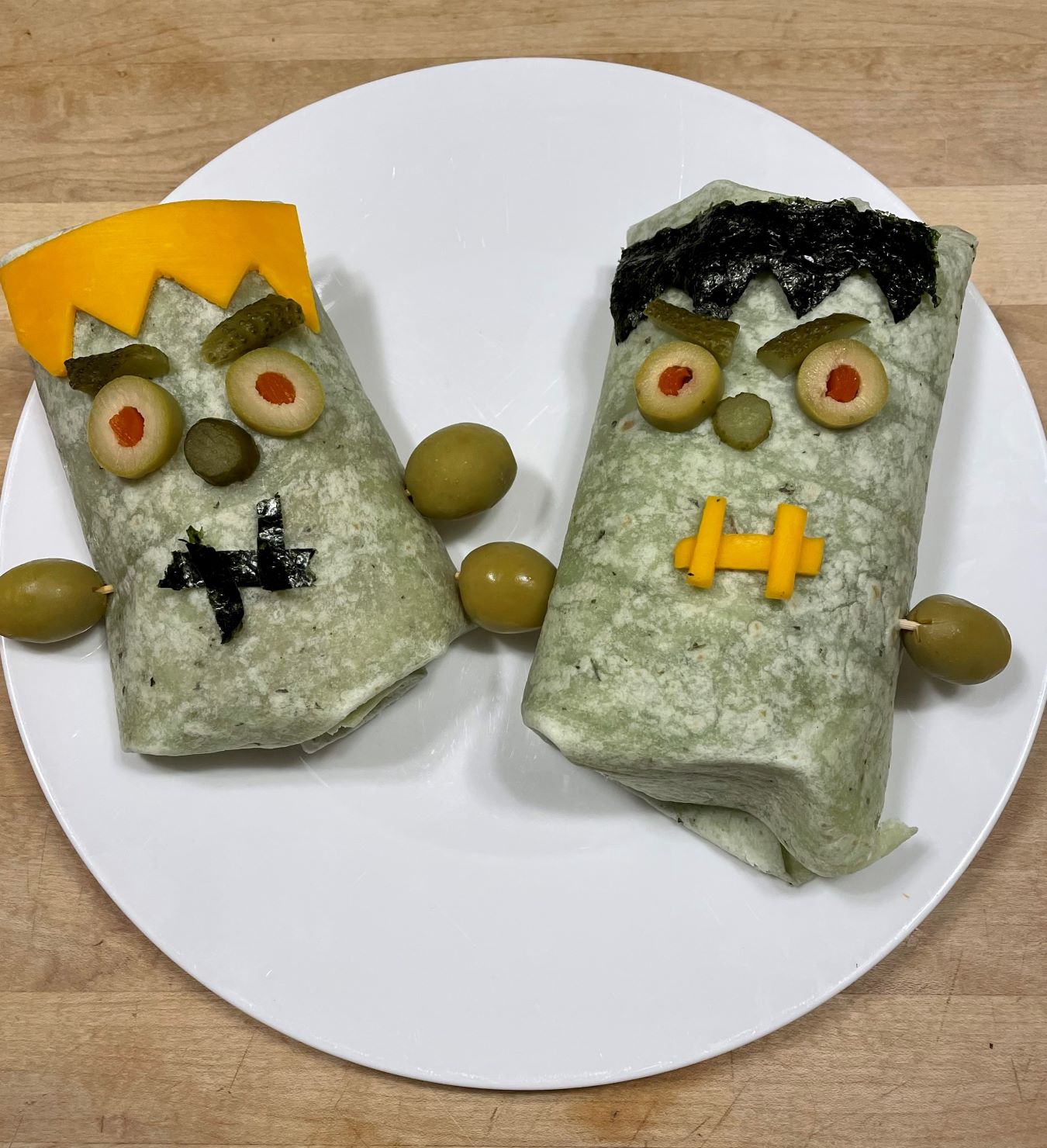 halloween themed turkey wrap sandwiches