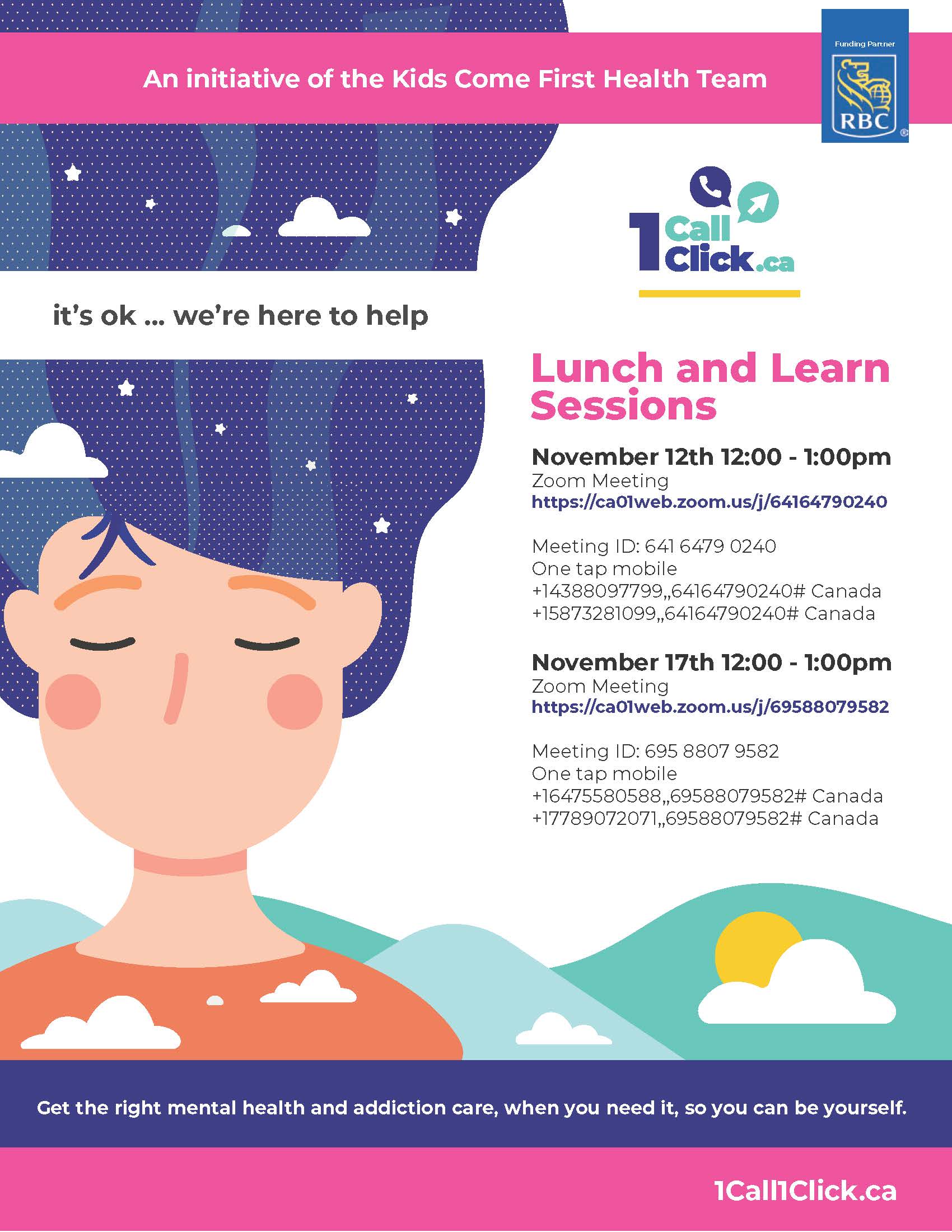 Poster for Lunch and Learn Sessions Nov 12 and 17